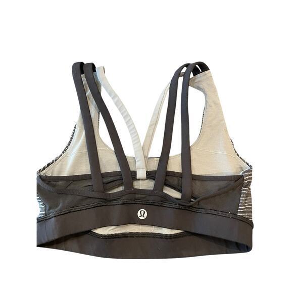 Lululemon Women 4 Energy Bra Exhale Blurry Belle Battleship Black & Grey Striped - Picture 9 of 13